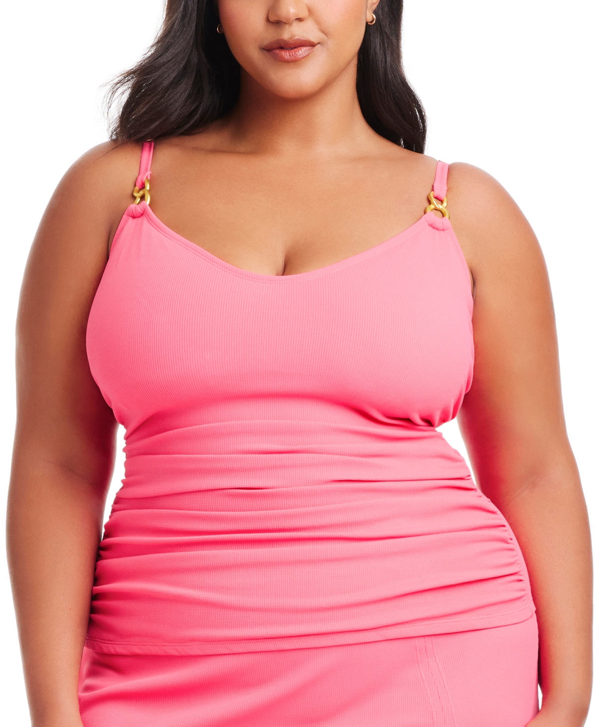 Plus Size Pique Ole Scoop-Neck Tankini - Bardot Blush