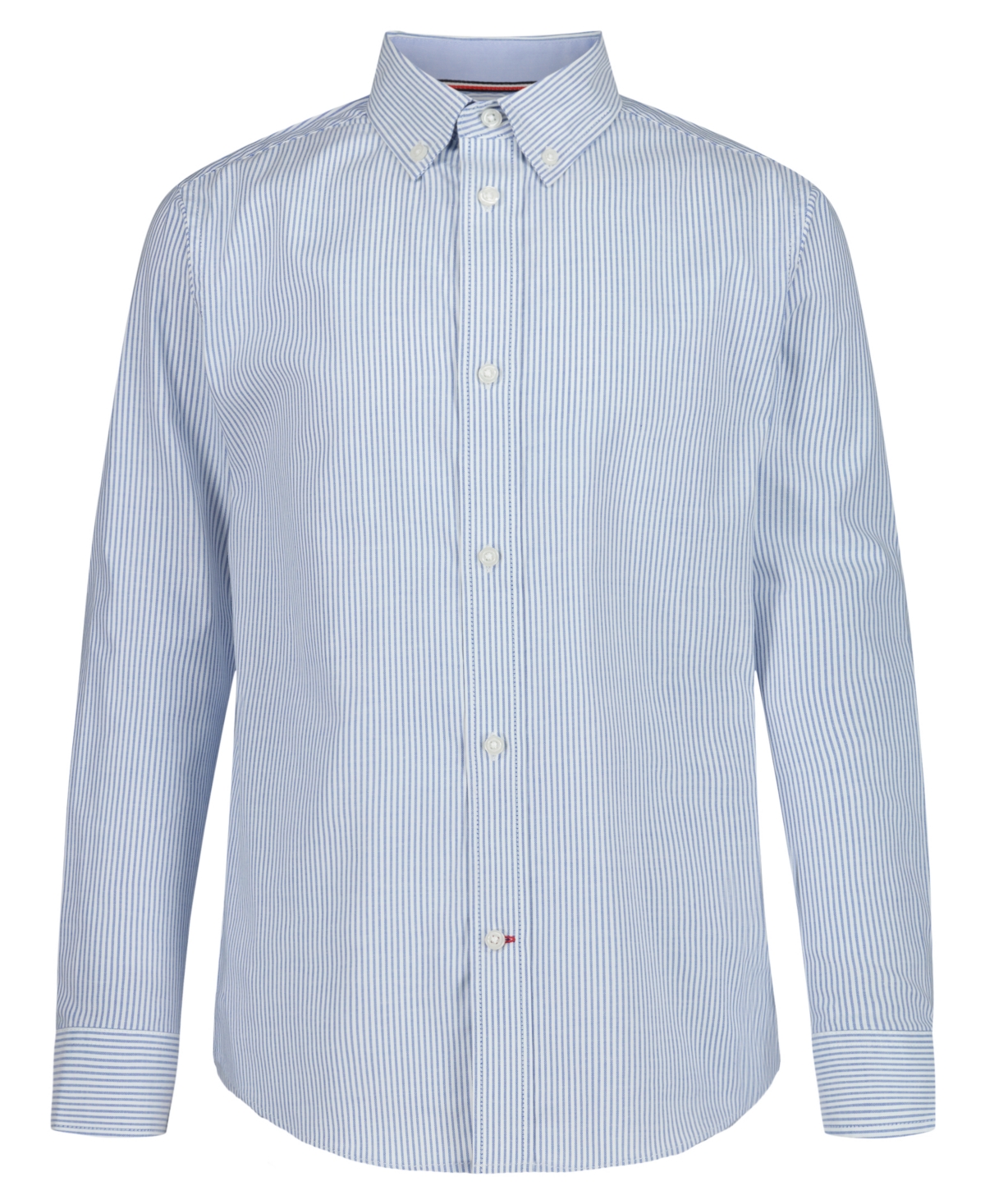 Shop Tommy Hilfiger Big Boys Long Sleeve Stretch Bengal Stripe Oxford Shirt In Blue