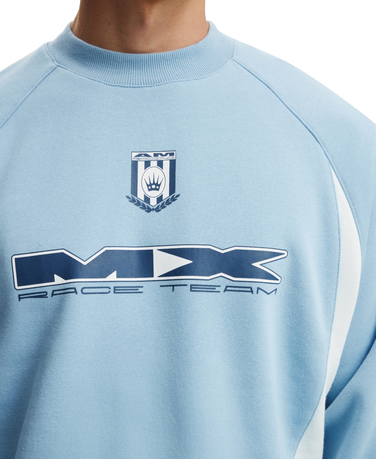 Shop Cotton On Men's Box Fit Graphic Crew Sweatshirt In Pearl Blue,ice Melt