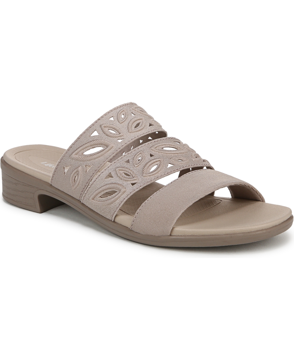 Bzees Women's Poppy Washable Block Heel Slide Sandals In Simply Taupe Fabric