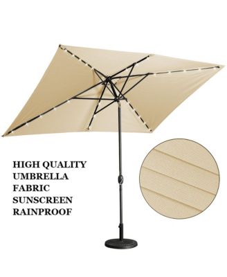 10 ft. x 6.5 ft. Rectangular Lighted Market Umbrella with Waterproof and UV Resistant in Red