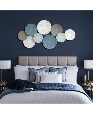 Multi-Color Distressed Plates 43.3-Inch Wide Abstract Metal Wall Decor