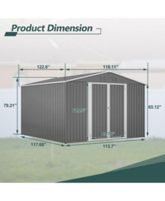 10x10 Metal Storage Shed with Enhanced Frame and Doors