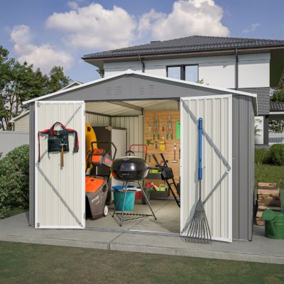 10x10 Metal Storage Shed with Enhanced Frame and Doors