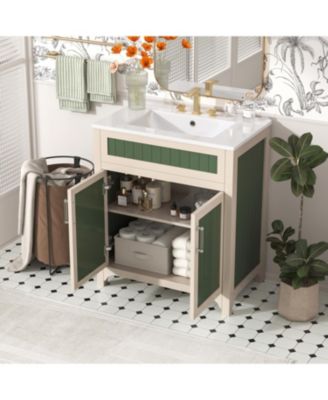 Streamdale 30" Bathroom Vanity Cabinet Combo Set with Ceramic Sink and Adjustable Shelf