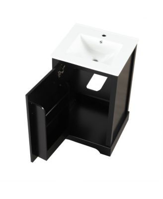 Streamdale 20" Bathroom Vanity with Sink, Bathroom Cabinet with Soft Closing Door, Storage Rack and Adjustable Shelve, Black