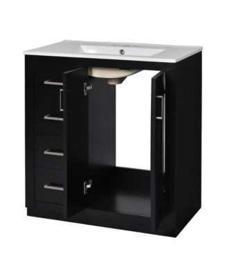 30" Freestanding Bathroom Vanity with Ceramic Sink and Storage Cabinet