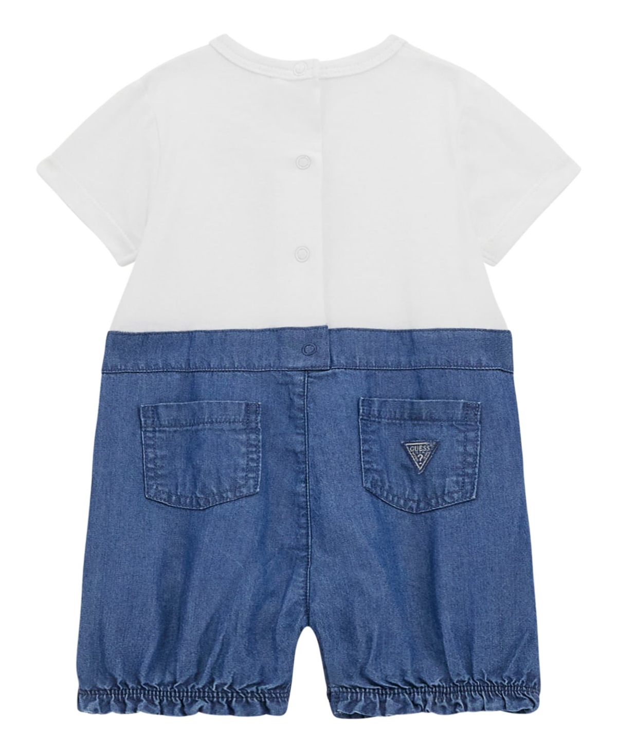Guess Baby Boys 2-piece Mixed Media Chambray Shortall Set In White