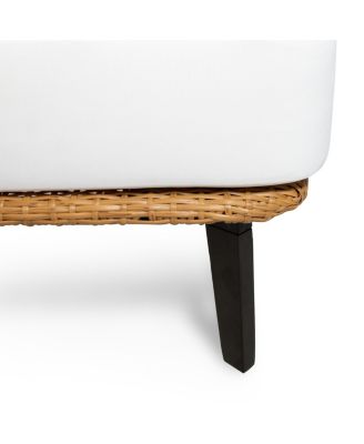 Streamdale Modern Wicker and Acacia Wood Outdoor Chair with Water-Resistant Cushions