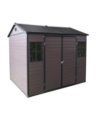 Streamdale 8x6ft Waterproof Resin Storage Shed with Floor, Windows, Lockable Door