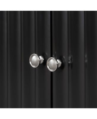 Elegant Four-Door Sideboard with Wavy Doors, Cylindrical Legs & Metal Handles