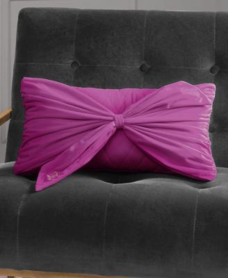 Velvet Bow Decorative Pillow, 10" x 18"