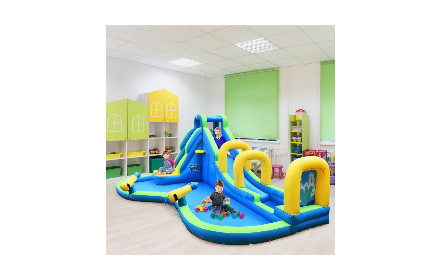 Детская игрушка Slickblue Inflatable Water Slide Bounce House with Water Cannons, 4-Kid Capacity, 4–12 лет, цвет: Синий — фото 7