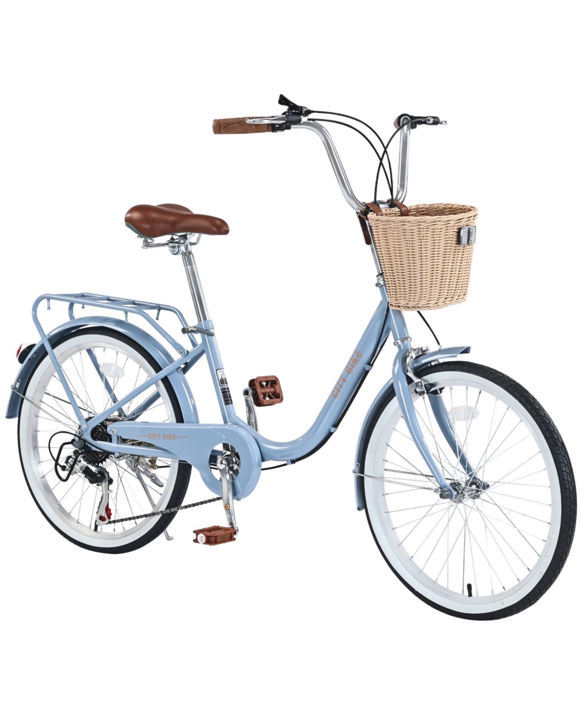 Streamdale 7 Speed City Bike With Basket, Steel Frame,Multiple Colors Inch Girls Bicycle