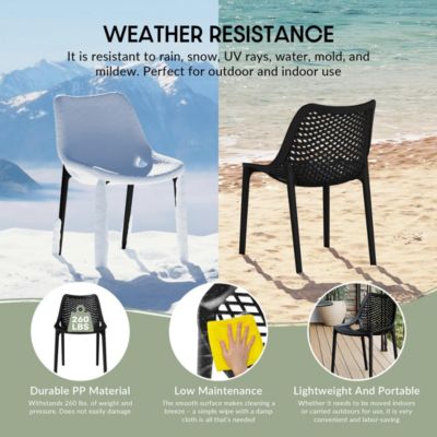 Outdoor Stackable Modern Plastic Dining Chairs (Set of 2)