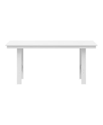 Outdoor Modern HDPE 66" Wide Rectangle Patio Dining Table for 6