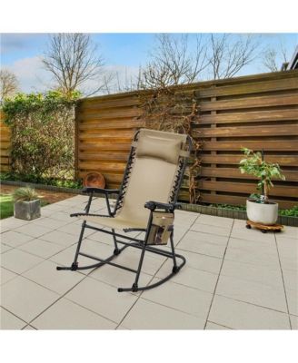 2pcs 26in Foldable Outdoor Rocking Lounger, Navy Blue