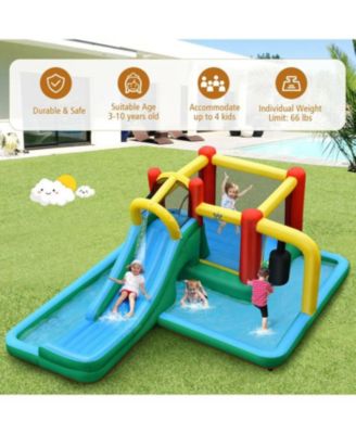 Inflatable Water Slide Bounce House with Climbing Wall & Tunnel Fun Outdoor Playset for Kids