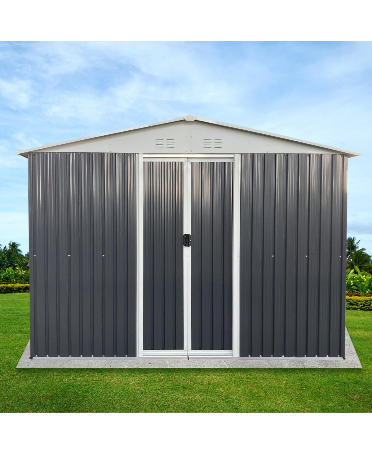 Streamdale Apex Roof Garden Shed (10'x8') with Lockable Door, Windows, and Aluminum Frame