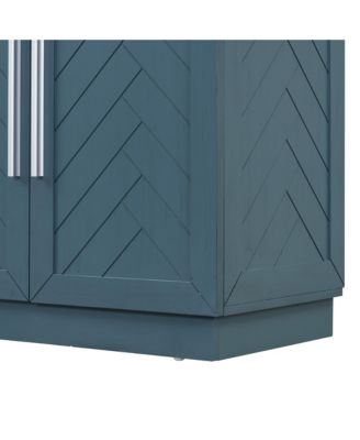 Streamdale  Furniture Antique Sideboard with Adjustable Shelves and Silver Handles