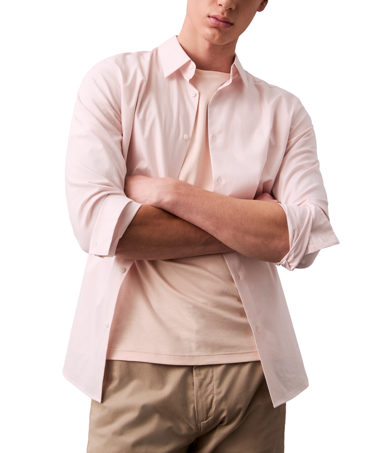Shop Calvin Klein Men's Short Sleeve Supima Cotton Interlock T-shirt In Silver Peony