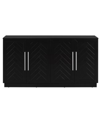 Black 4-Door Sideboard with Adjustable Shelves