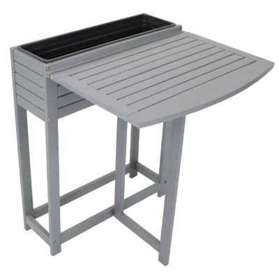 Acacia Wood Folding Table with Planter Box - 30.5" Height