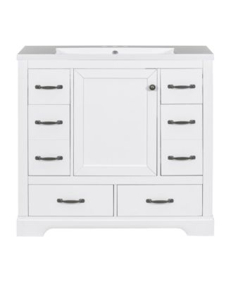 36" Bathroom Vanity with Sink Combo, Six Drawers, Multi-Functional Drawer Divider, Adjustable Shelf