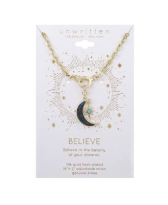 Lapis Stone Moon Star Pendant Necklace