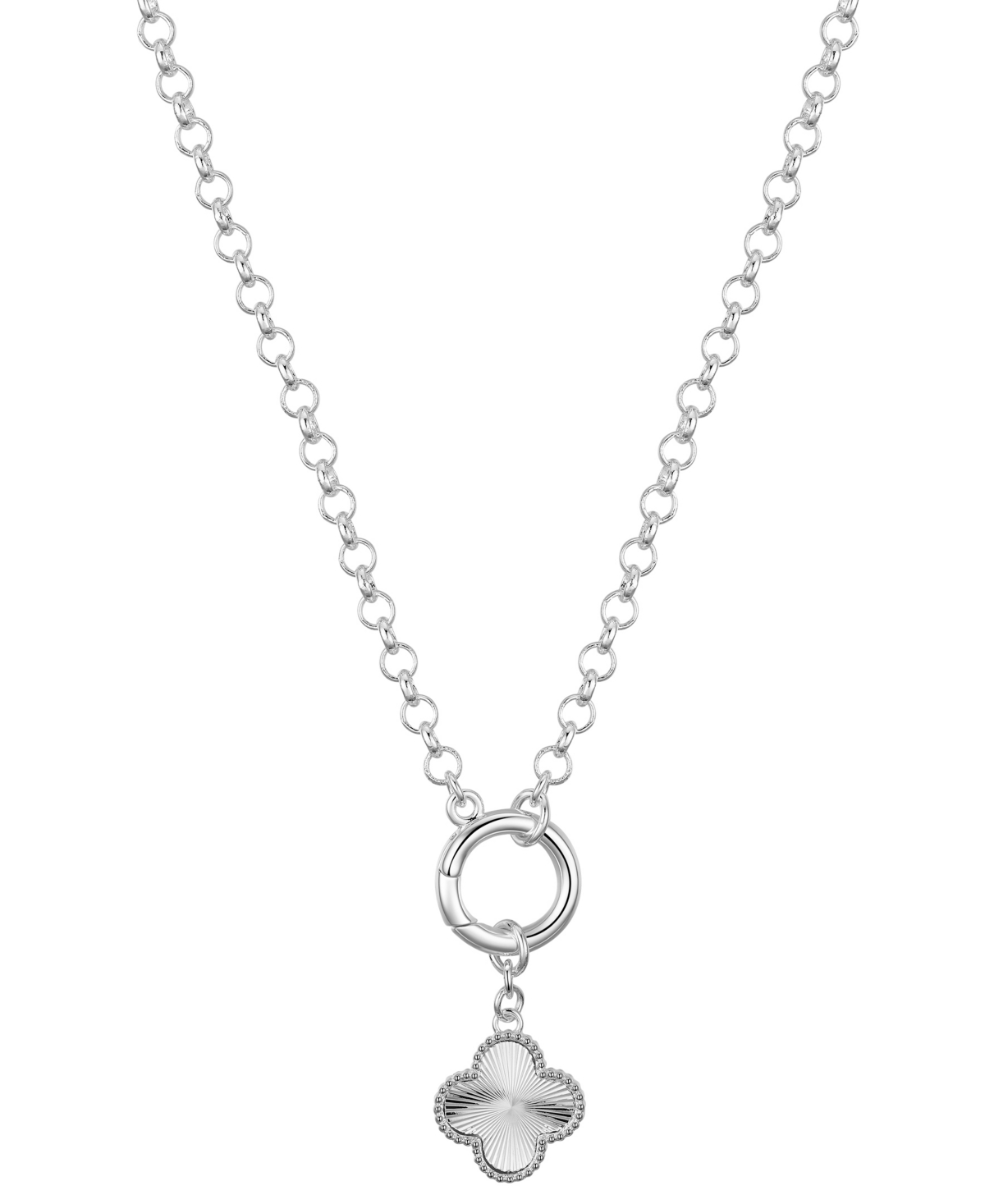 Diamond Cut Clover Pendant Necklace - Silver
