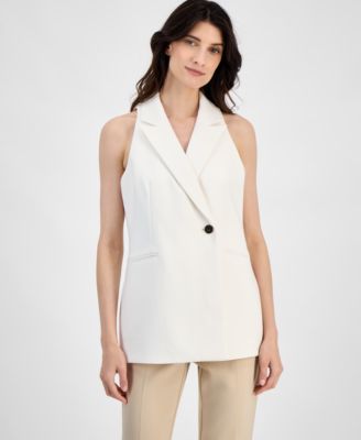 Anne Klein - Women's Sleeveless Notched-Collar One-Button Blazer