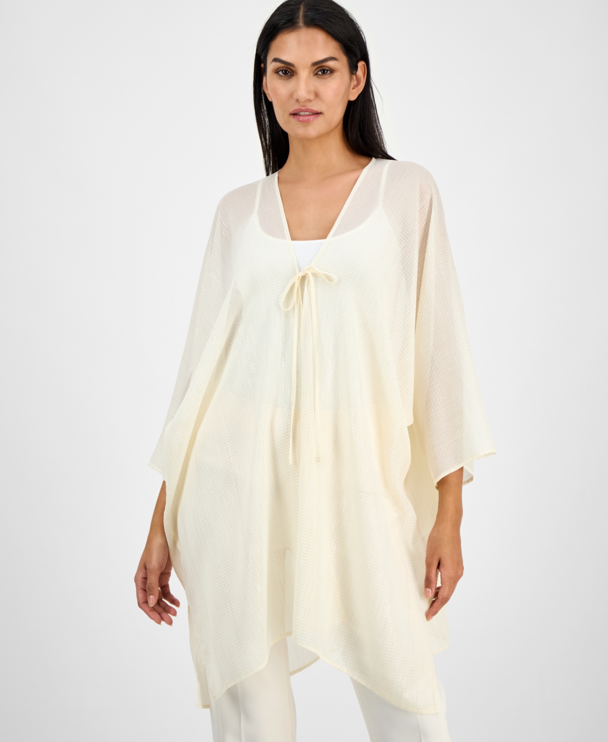Women's Tie-Front Kimono Top - Lt Dune