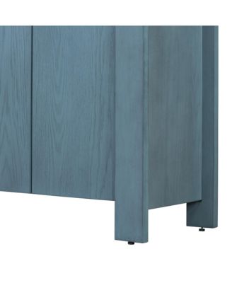 Streamdale Retro 4-door Sideboard with Distressed Finish and Adjustable Shelves for Dining Room, Kitchen, and Living Room (Navy)