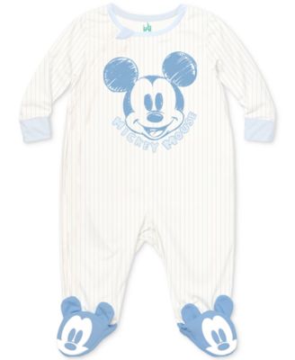 Baby Boys Mickey Mouse Footed Coverall & Hat, 2 Piece Set