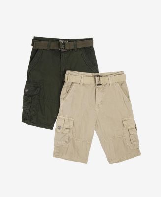 Boy's 2 Pack Combo Belted Twill Cargo Shorts
