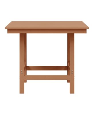 Outdoor HDPE 36" Square Patio Dining Table with Umbrella Hole