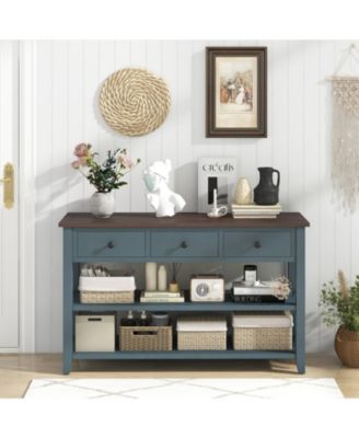 50 Inch Entryway Table Narrow Long Sofa Table with Drawers and Shelves