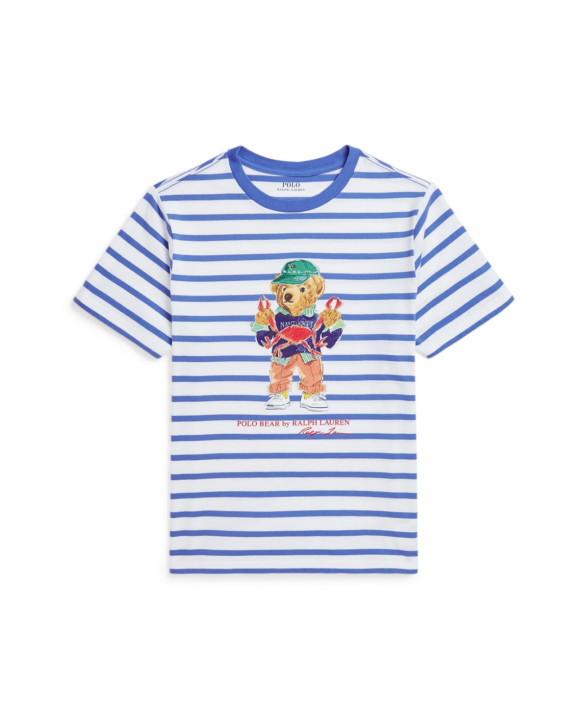 Polo Ralph Lauren Polo Bear Striped Cotton Jersey Tee In White Bear