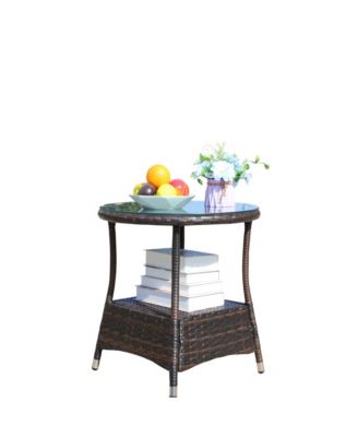 Streamdale Outdoor patio Furniture 1 Round Coffee Table with clear tempered glass