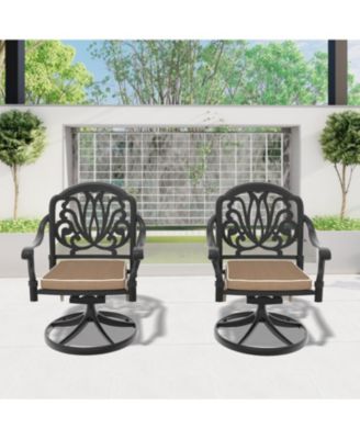 Streamdale Cast Aluminum Patio Swivel Chair 2PCS With Black Frame and Cushions In Random Colors