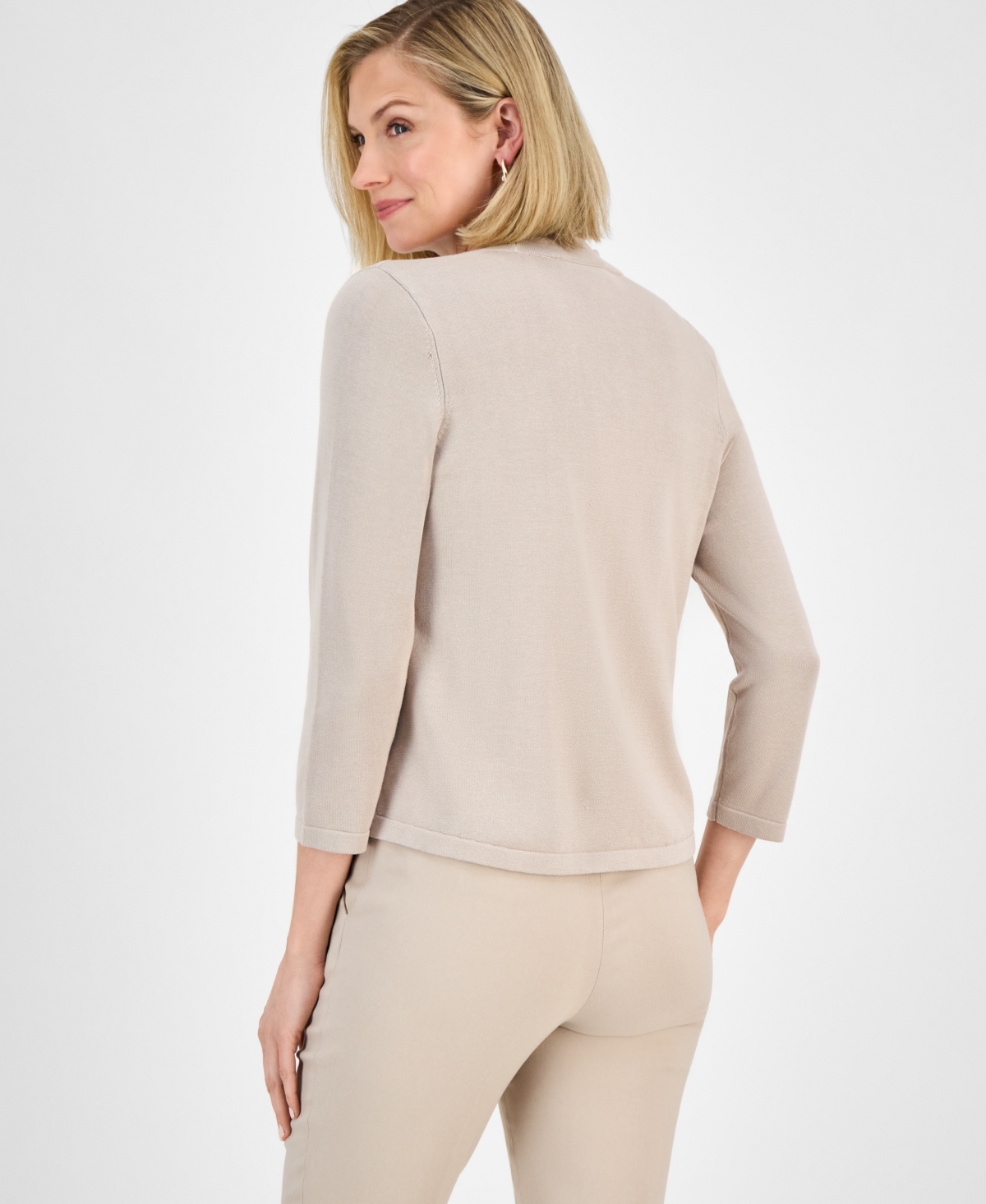 Kasper Women's Diagonal-stitch Cardigan, Regular & Petite In Summer Straw