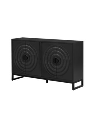 Streamdale Rubberwood Veneer Sideboard Cabinet with Adjustable Shelves