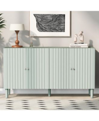 Streamdale Elegant Four-Door Sideboard with Wavy Doors, Cylindrical Legs & Metal Handles