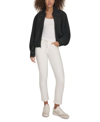 Women's Western Zip-Front Denim Bomber Jacket