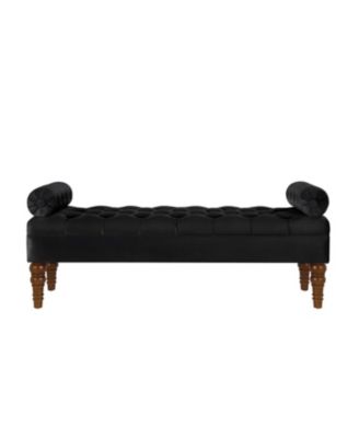 Velvet Bed Bench with Tufted Button, Multipurpose Bolster Bench