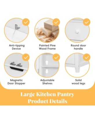 Streamdale Freestanding Kitchen Pantry with 8 Doors, 3 Adjustable Shelves, 7 Drawers, 8 Wine Racks