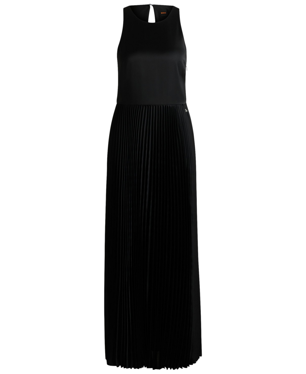 HUGO BOSS BOSS BY HUGO BOSS WOMEN'S HAMMERED SATIN PLISSE MAXI DRESS 