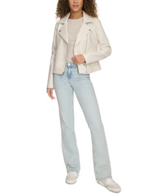 Women's Faux-Leather Asymmetric-Zip Moto Jacket