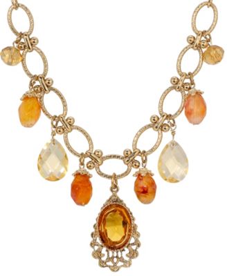Topaz Crystal Glass Bead Bib Necklace