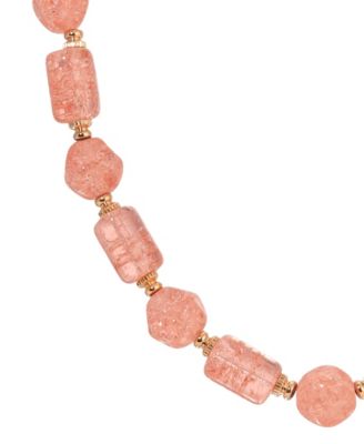 Peach Cracked Glass Strand Necklace